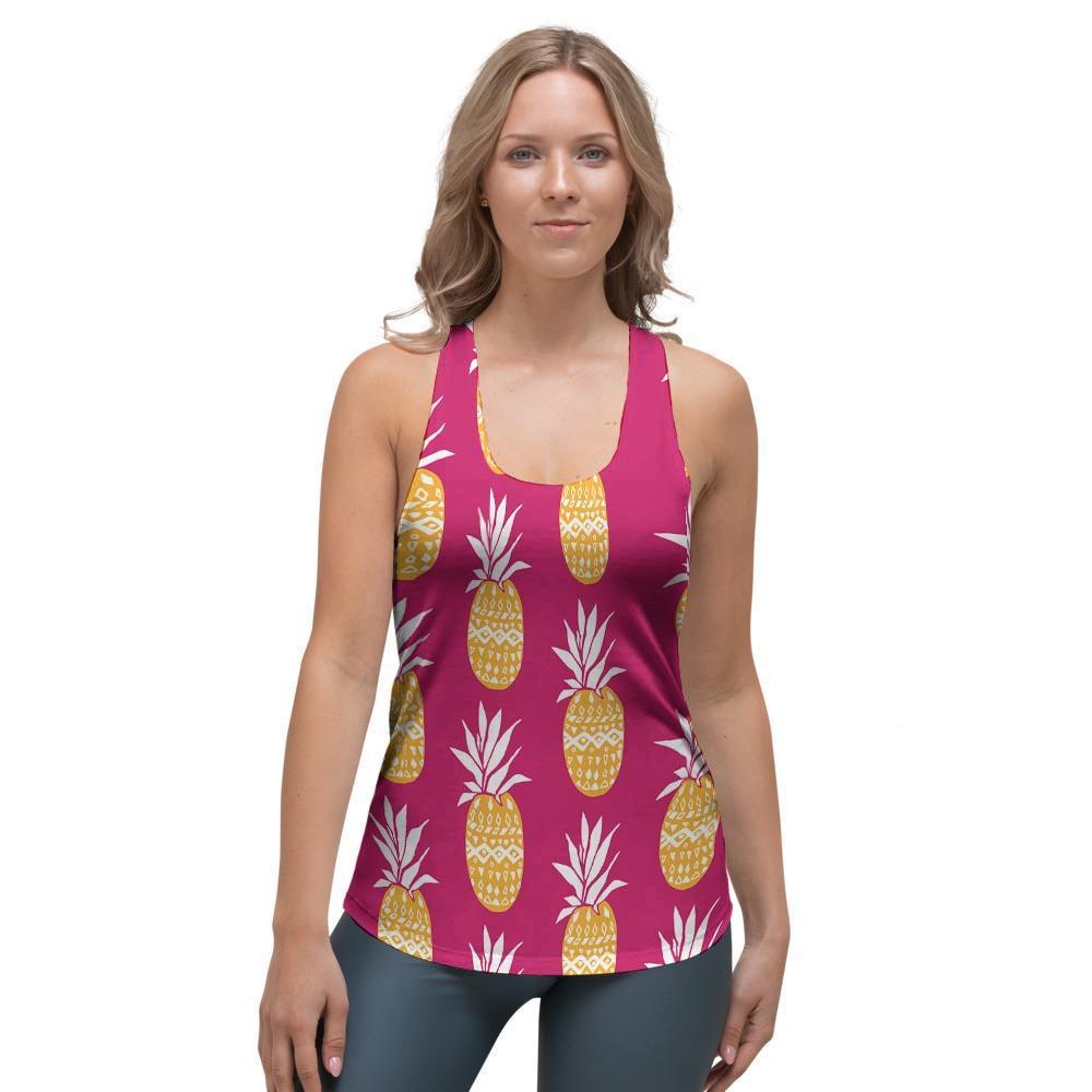 Aztec Hawaiian Pineapple Print Women's Racerback Tank Top-grizzshop