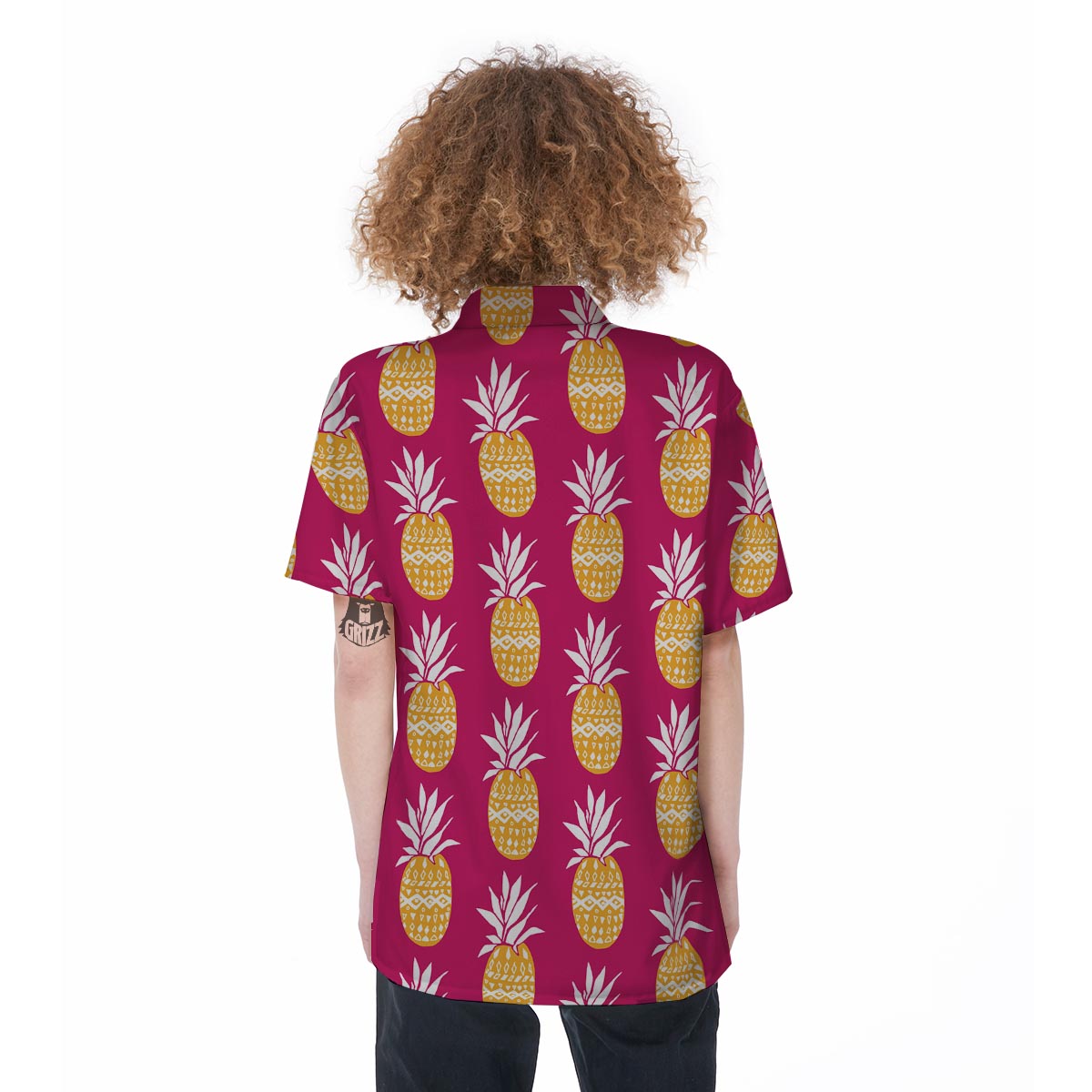 Aztec Hawaiian Pineapple Print Women's Short Sleeve Shirts-grizzshop