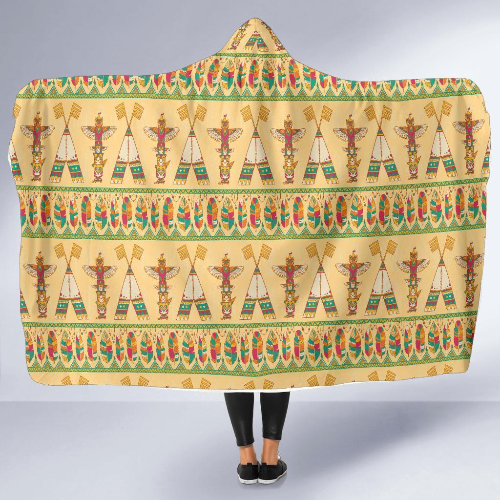 Aztec Indians Navajo Tribal Native American Print Hooded Blanket-grizzshop