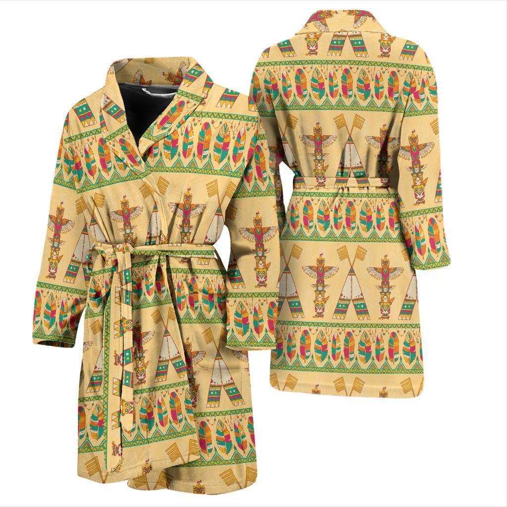 Aztec Indians Navajo Tribal Native American Print Men Long Robe-grizzshop