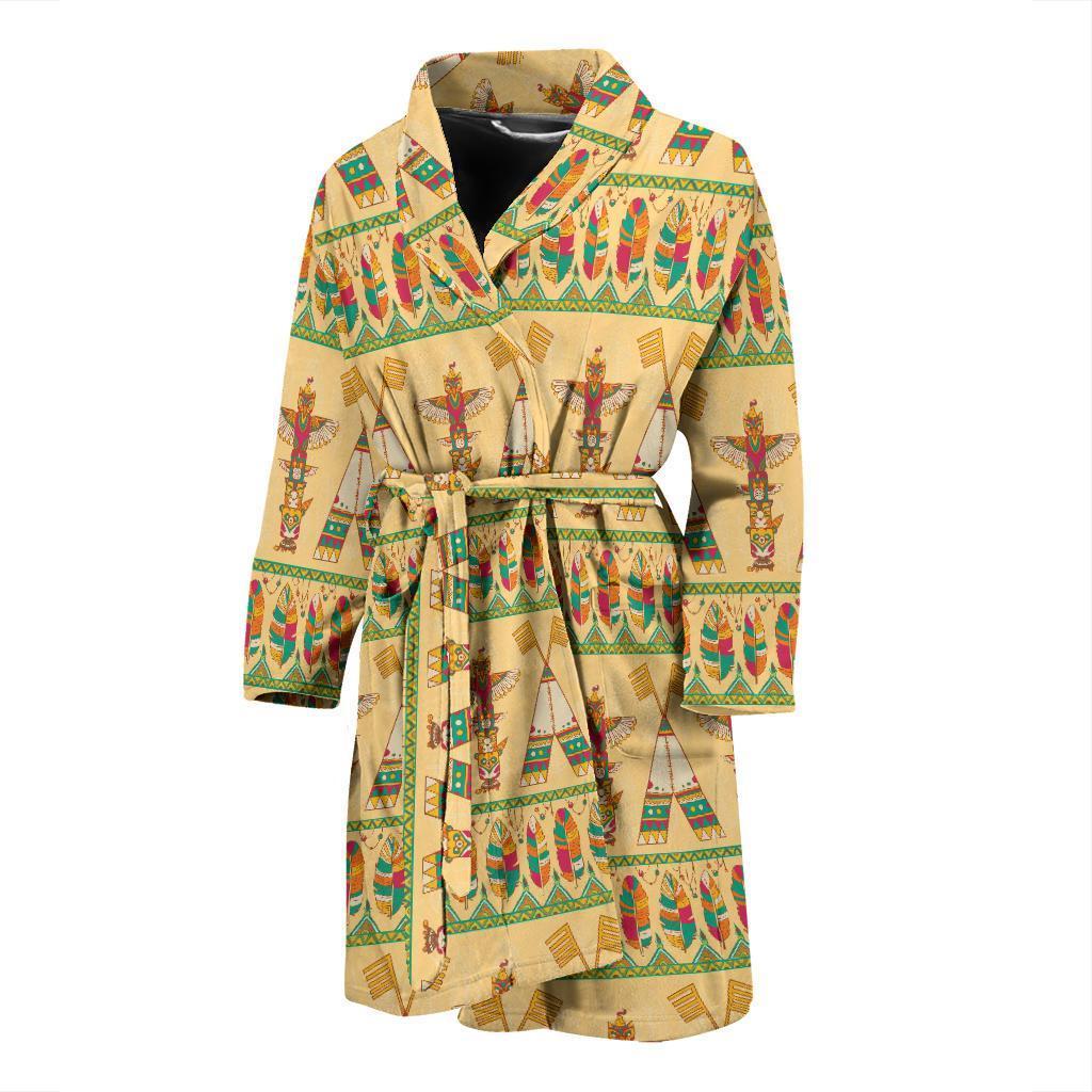 Aztec Indians Navajo Tribal Native American Print Men Long Robe-grizzshop