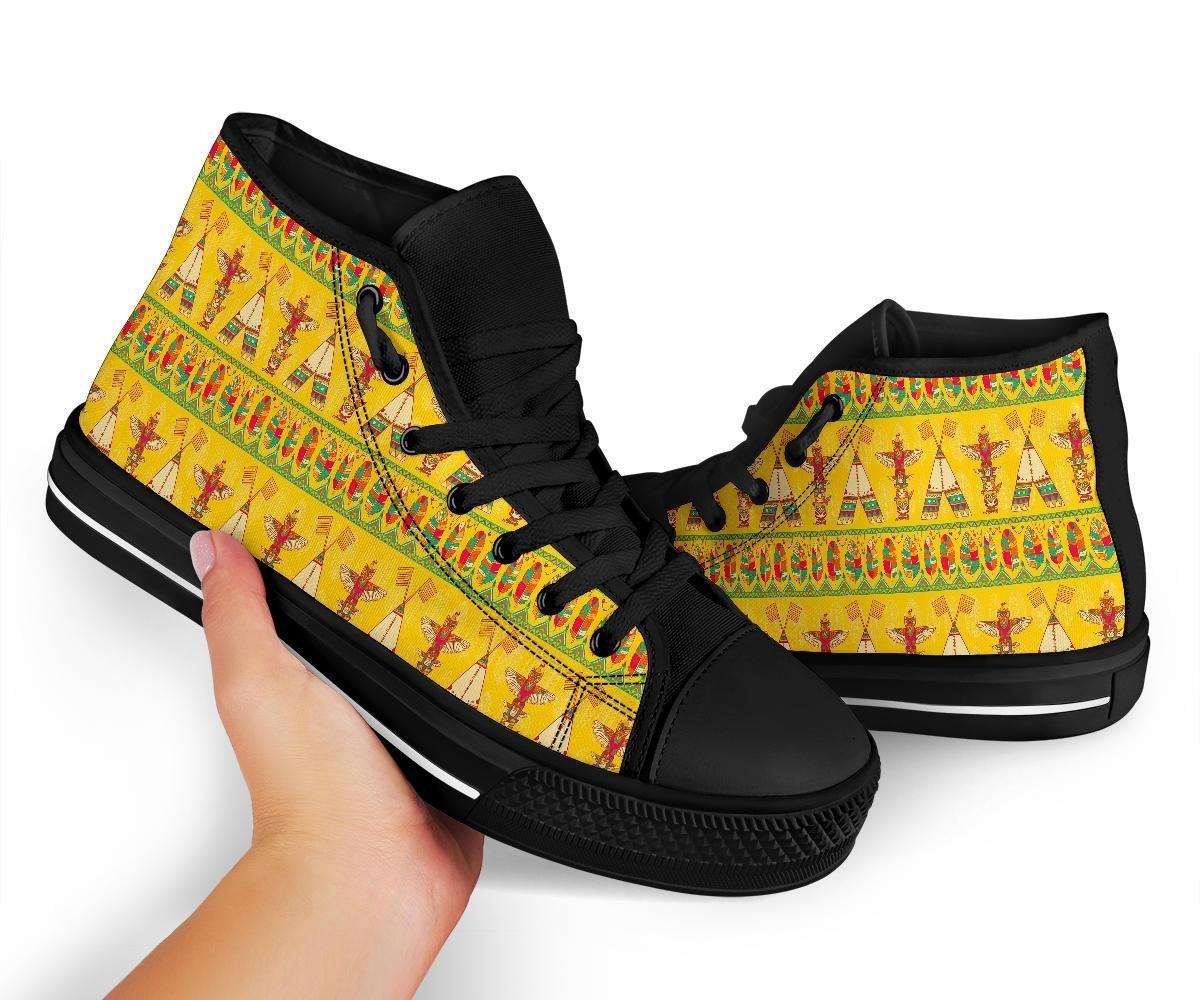 Aztec Indians Navajo Tribal Native American Print Men Women's High Top Shoes-grizzshop