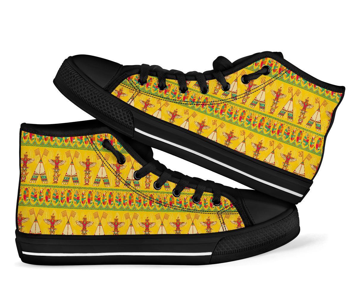 Aztec Indians Navajo Tribal Native American Print Men Women's High Top Shoes-grizzshop