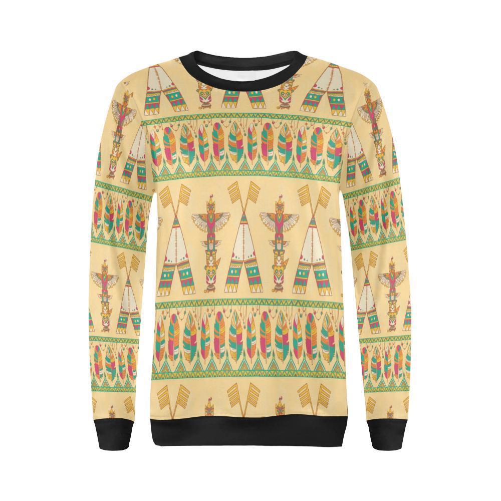 Aztec Indians Navajo Tribal Native American Print Women Crewneck Sweatshirt-grizzshop