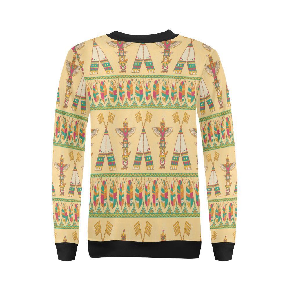 Aztec Indians Navajo Tribal Native American Print Women Crewneck Sweatshirt-grizzshop