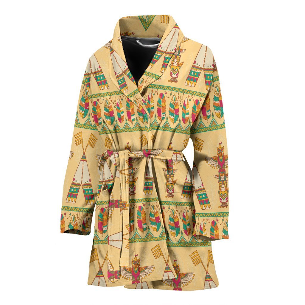 Aztec Indians Navajo Tribal Native American Print Women Long Robe-grizzshop