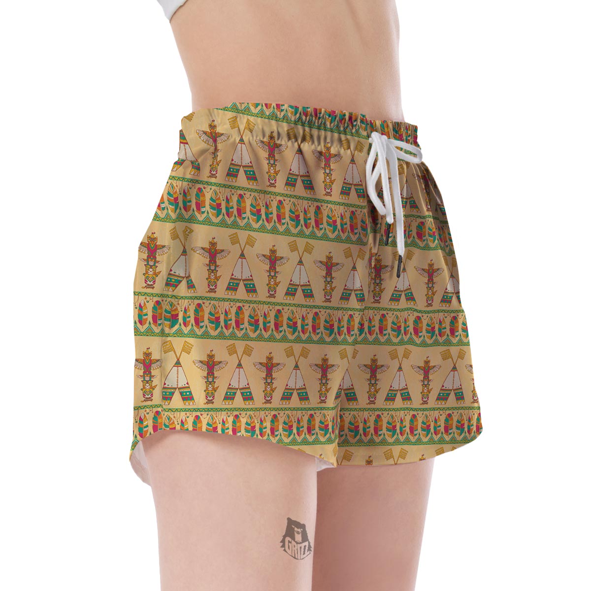 Aztec Indians Navajo Tribal Pendleton Native American Print Women's Shorts-grizzshop