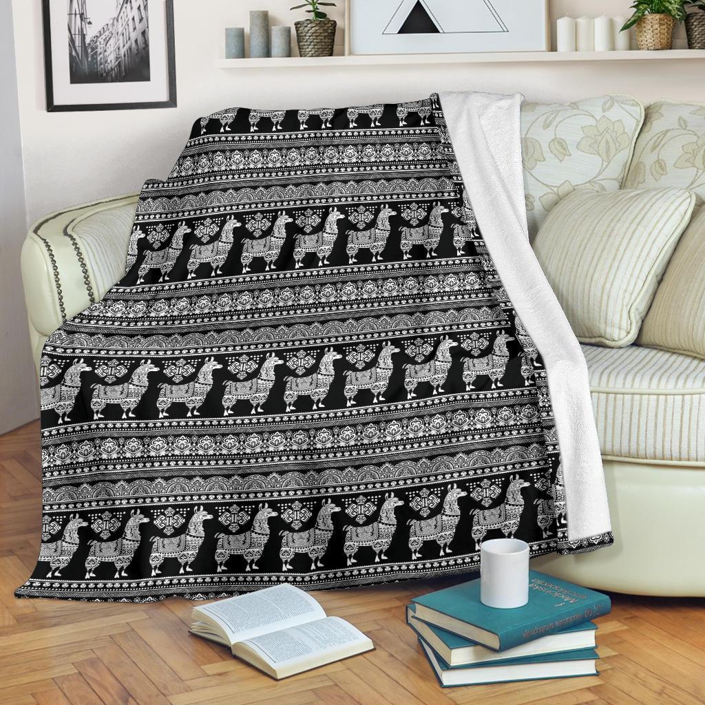 Aztec Llama Pattern Print Blanket-grizzshop