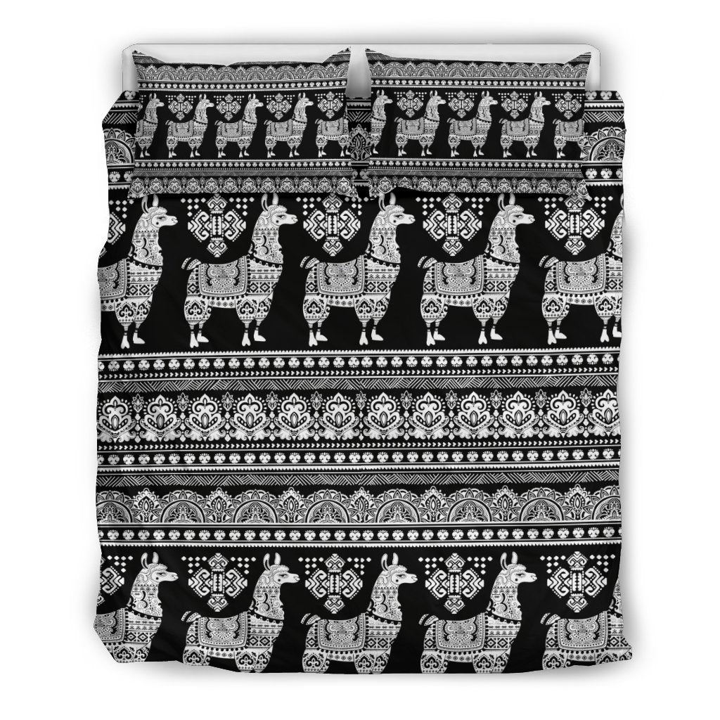 Aztec Llama Pattern Print Duvet Cover Bedding Set-grizzshop