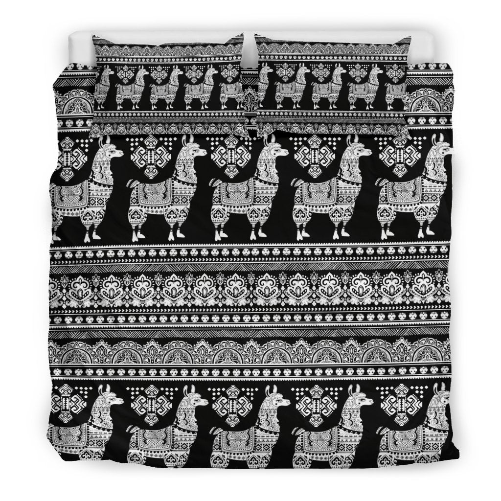 Aztec Llama Pattern Print Duvet Cover Bedding Set-grizzshop