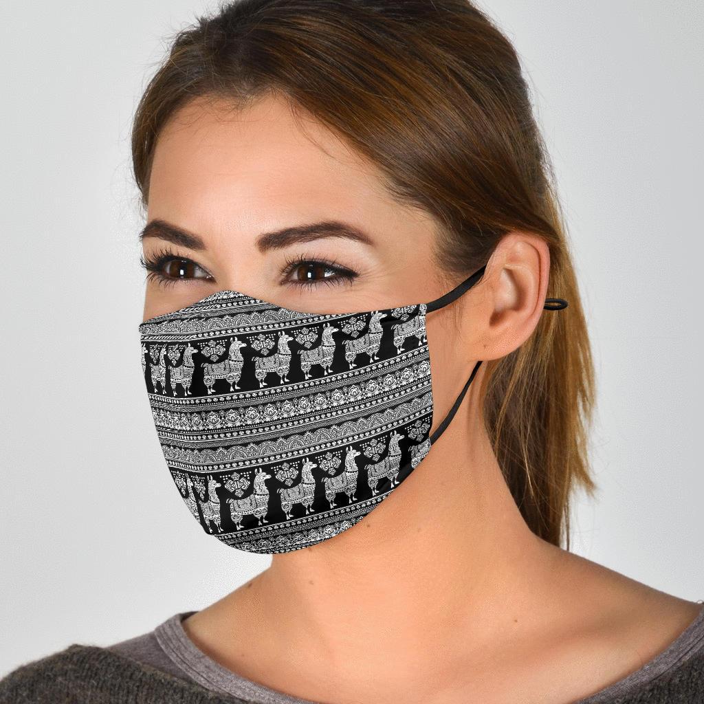 Aztec Llama Pattern Print Face Mask-grizzshop