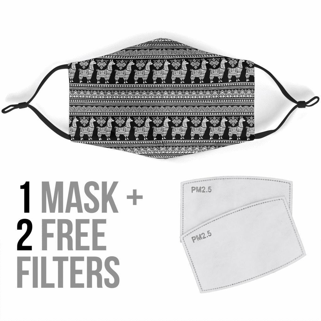 Aztec Llama Pattern Print Face Mask-grizzshop