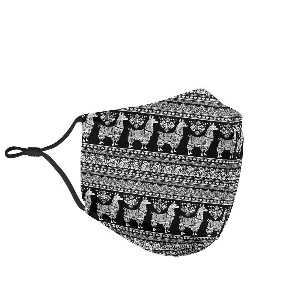 Aztec Llama Pattern Print Face Mask-grizzshop