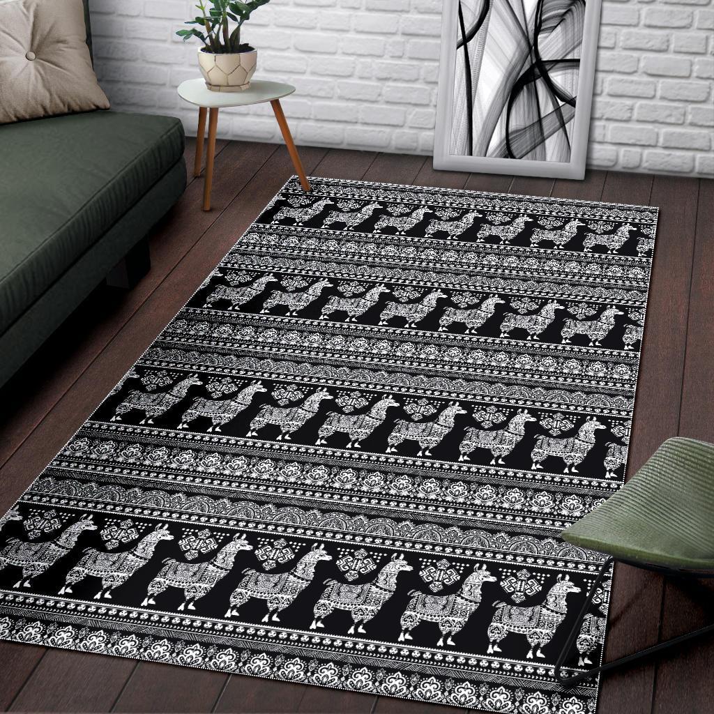 Aztec Llama Pattern Print Floor Mat-grizzshop