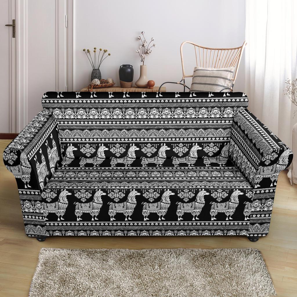 Aztec Llama Pattern Print Loveseat Cover-grizzshop