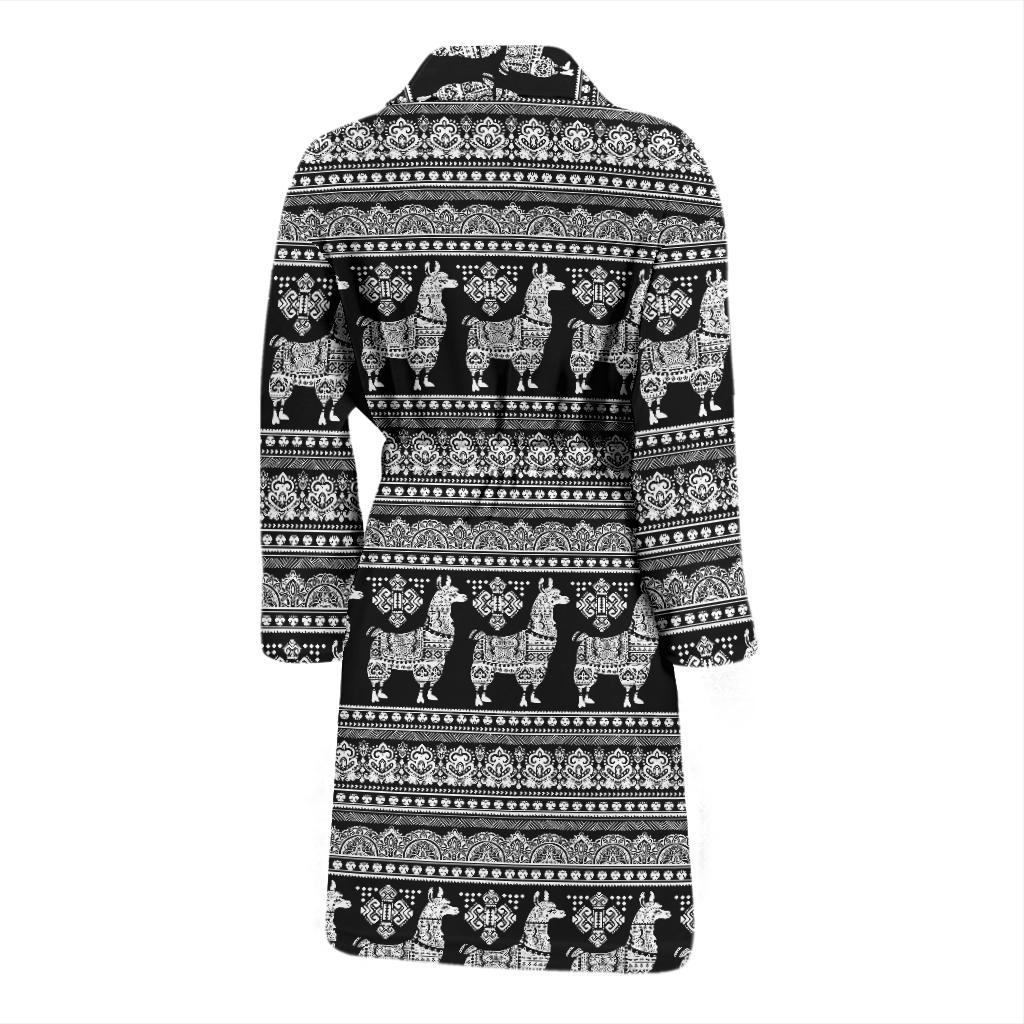 Aztec Llama Pattern Print Men Long Robe-grizzshop