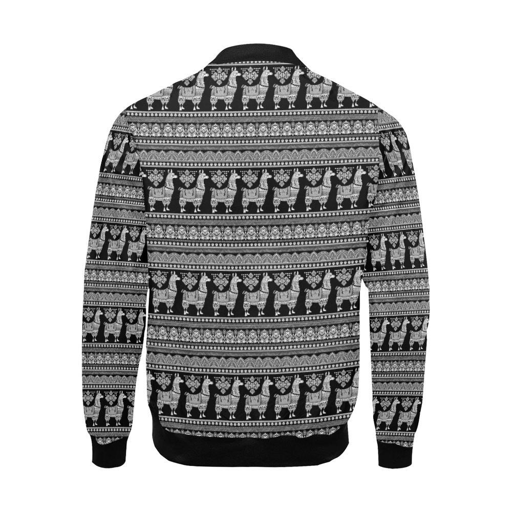 Aztec Llama Pattern Print Men's Bomber Jacket-grizzshop