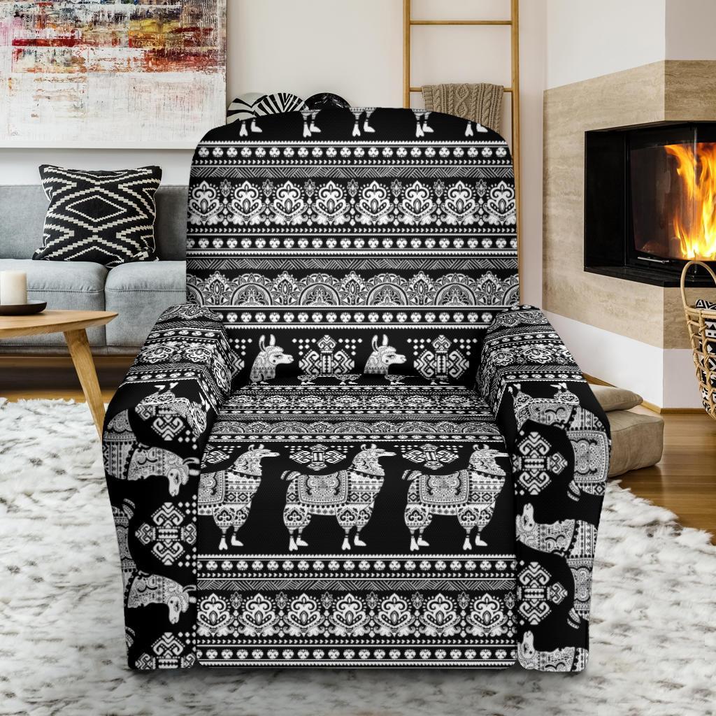 Aztec Llama Pattern Print Recliner Cover-grizzshop