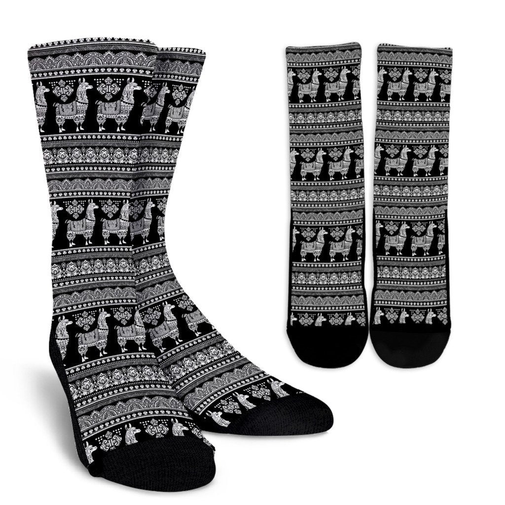 Aztec Llama Pattern Print Unisex Crew Socks-grizzshop