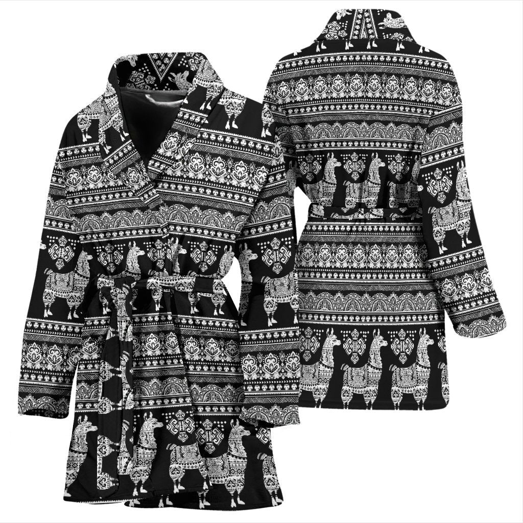 Aztec Llama Pattern Print Women Long Robe-grizzshop