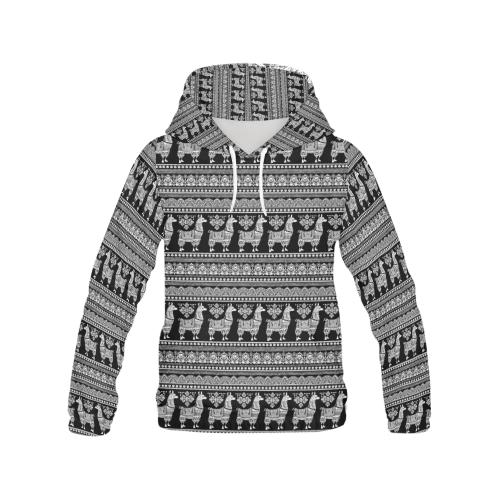 Aztec Llama Pattern Print Women Pullover Hoodie-grizzshop