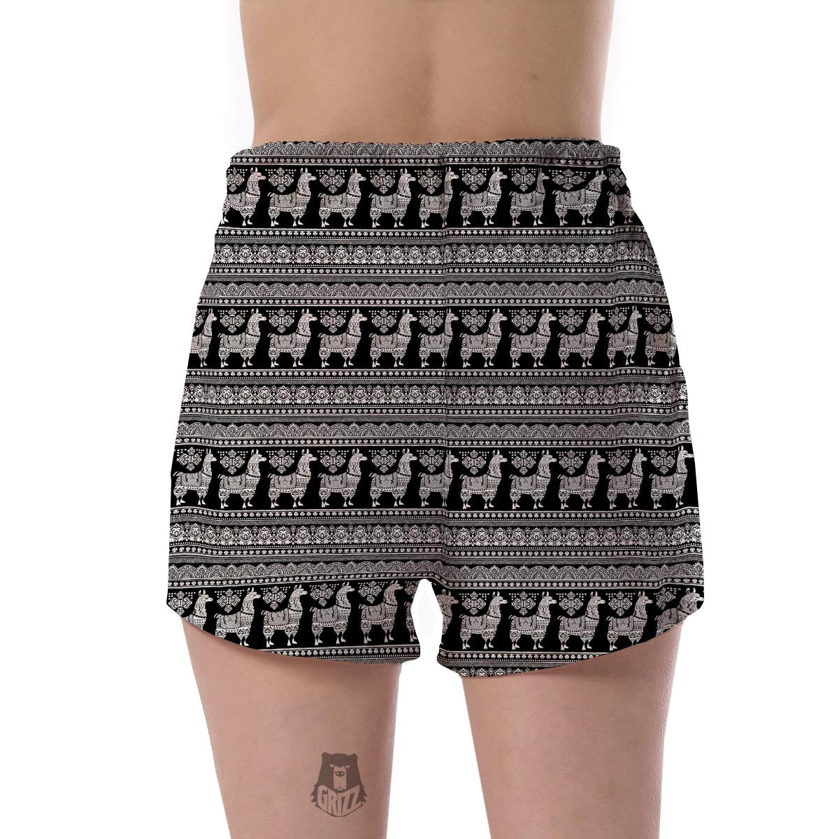 Aztec Llama Pattern Print Women's Shorts-grizzshop