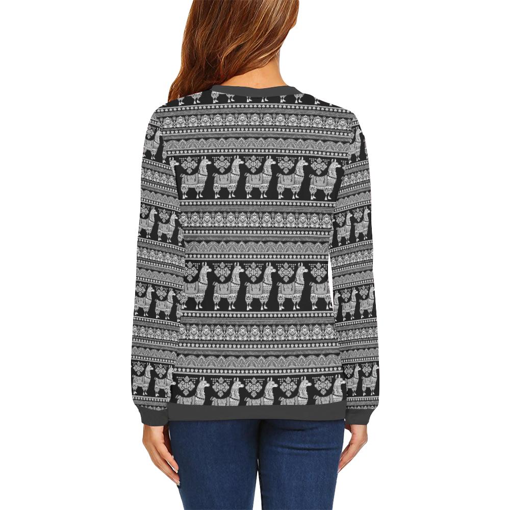 Aztec Llama Pattern Print Women's Sweatshirt-grizzshop