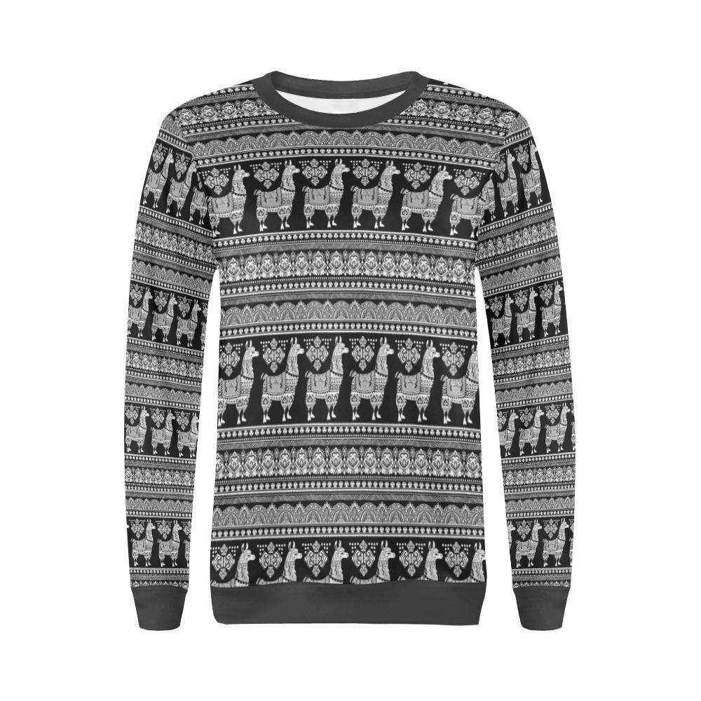 Aztec Llama Pattern Print Women's Sweatshirt-grizzshop