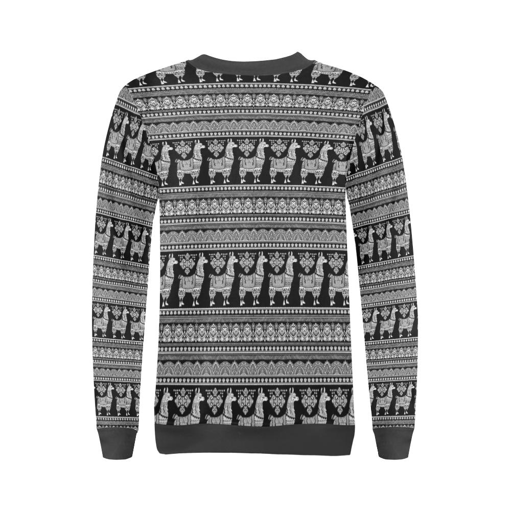 Aztec Llama Pattern Print Women's Sweatshirt-grizzshop