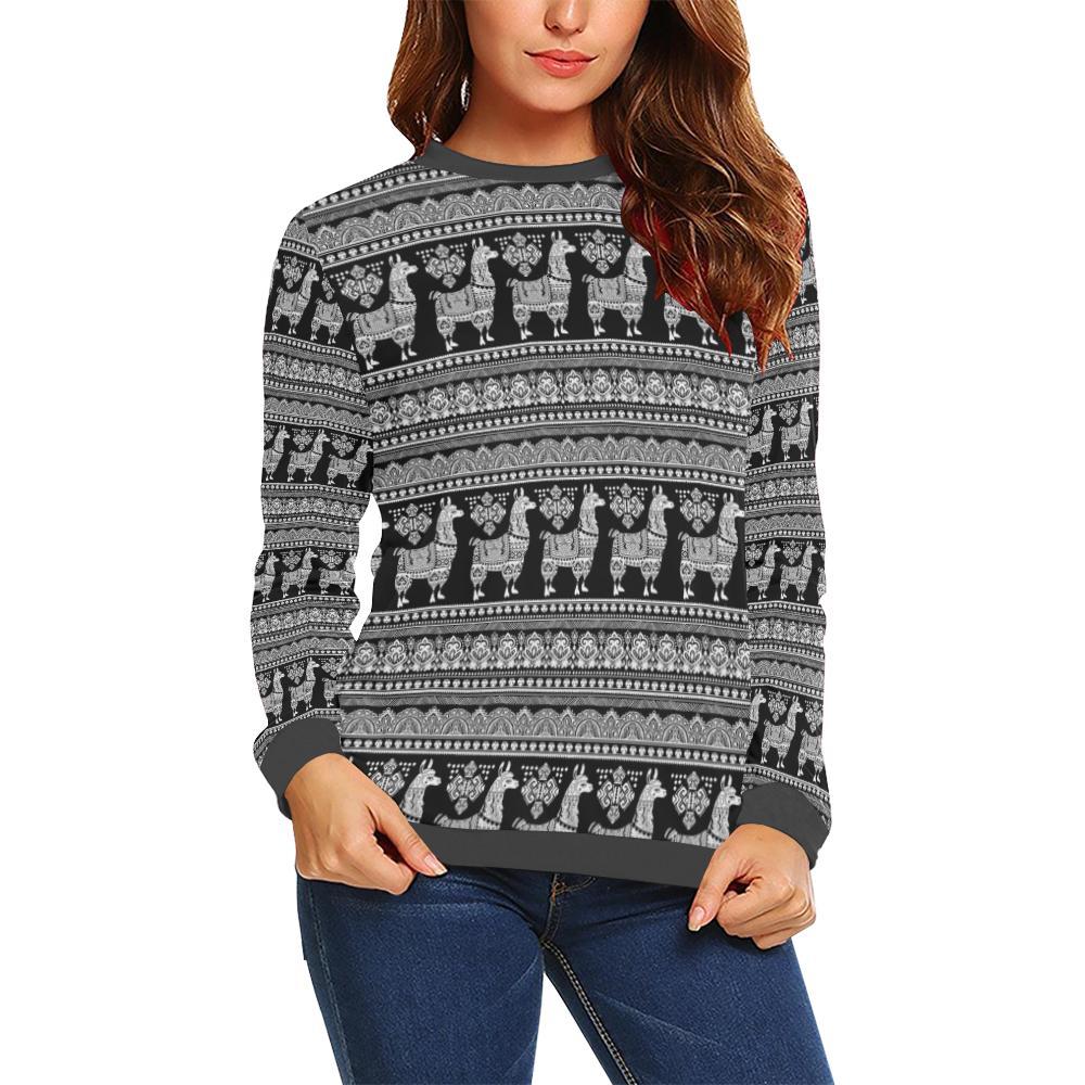 Aztec Llama Pattern Print Women's Sweatshirt-grizzshop