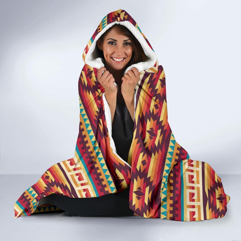 Aztec Native American Tribal Navajo Indians Print Hooded Blanket-grizzshop