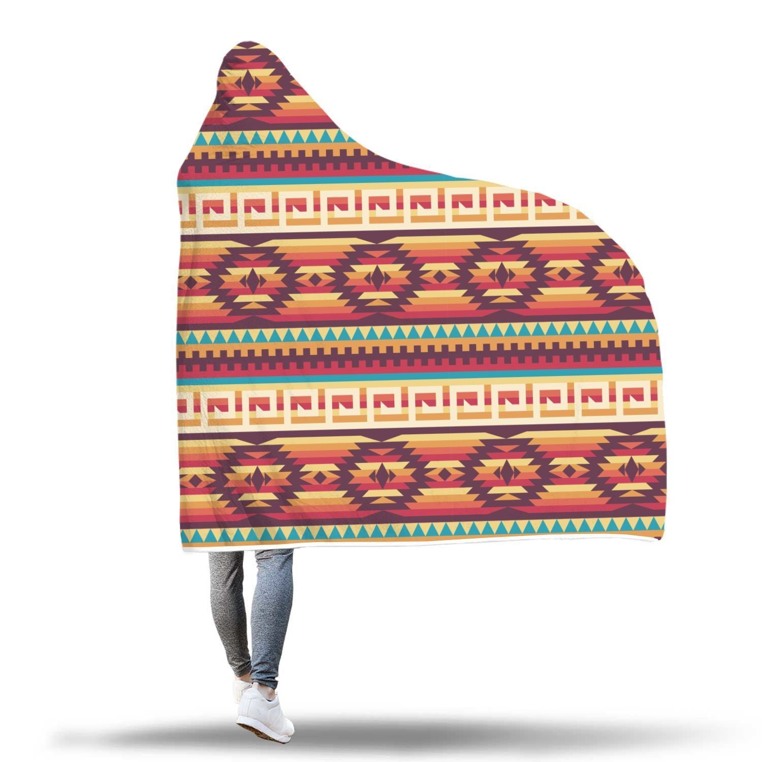 Aztec Native American Tribal Navajo Indians Print Hooded Blanket-grizzshop