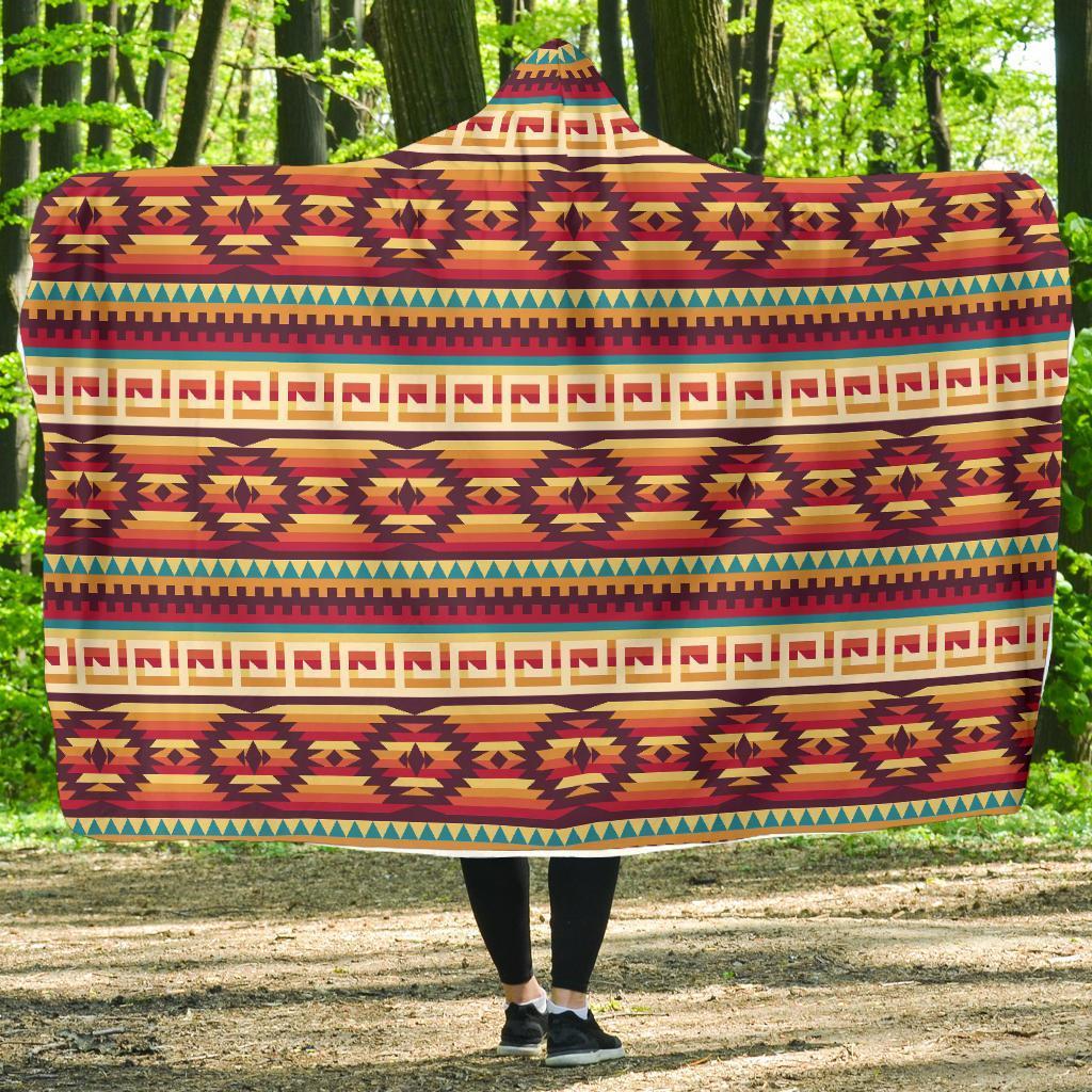 Aztec Native American Tribal Navajo Indians Print Hooded Blanket-grizzshop