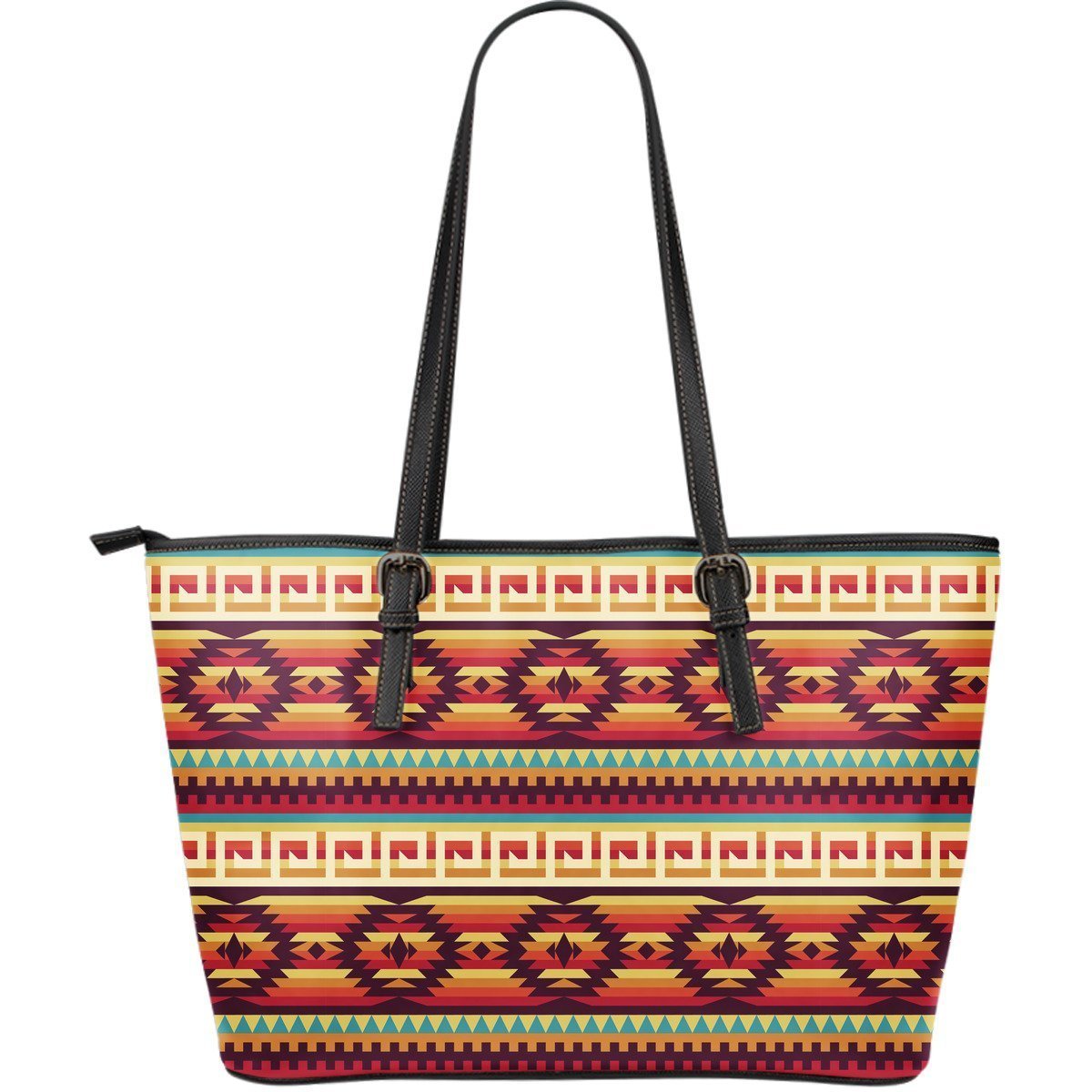 Aztec Native American Tribal Navajo Indians Print Leather Tote Bag-grizzshop