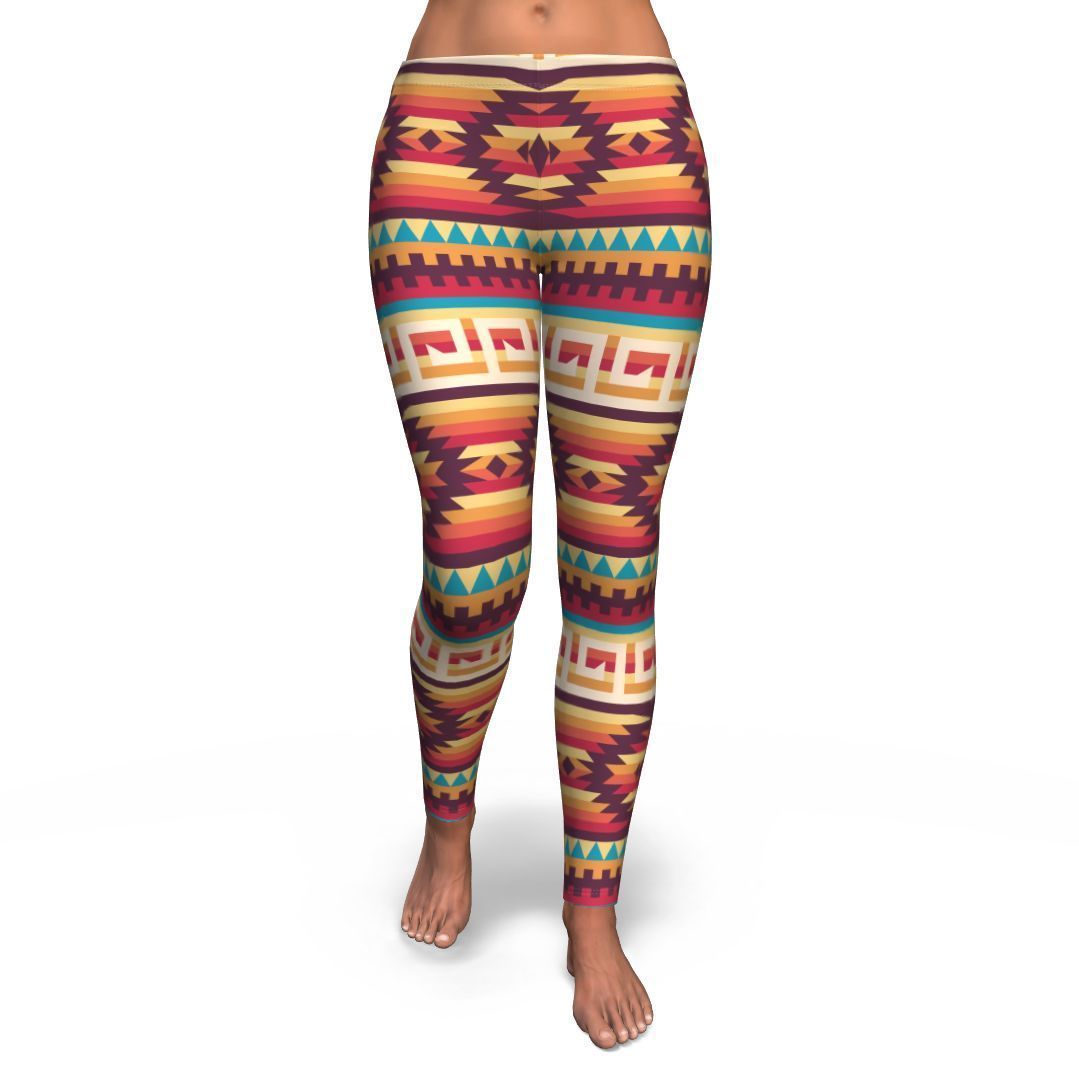 Aztec Native American Tribal Navajo Indians Print Pattern Women Leggings-grizzshop