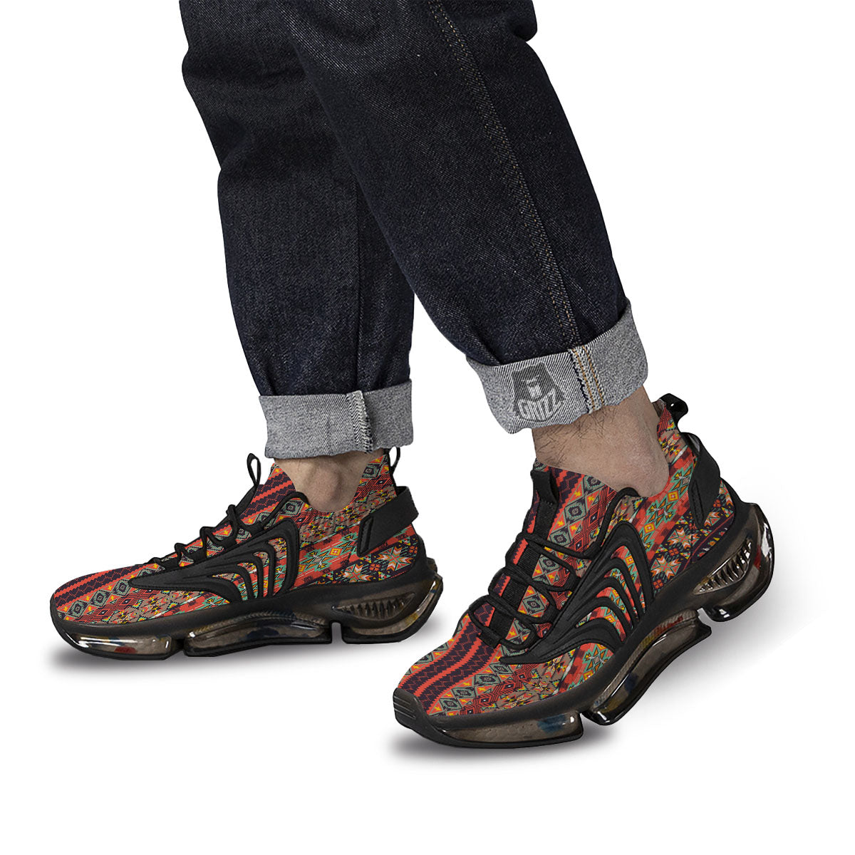 Aztec Native Tribal Print Pattern Black Gym Shoes-grizzshop