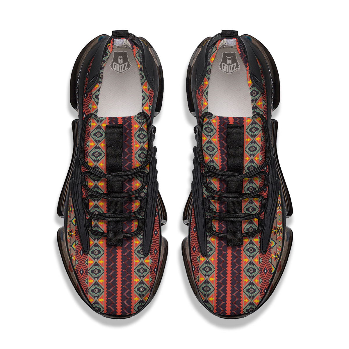 Aztec Native Tribal Print Pattern Black Gym Shoes-grizzshop