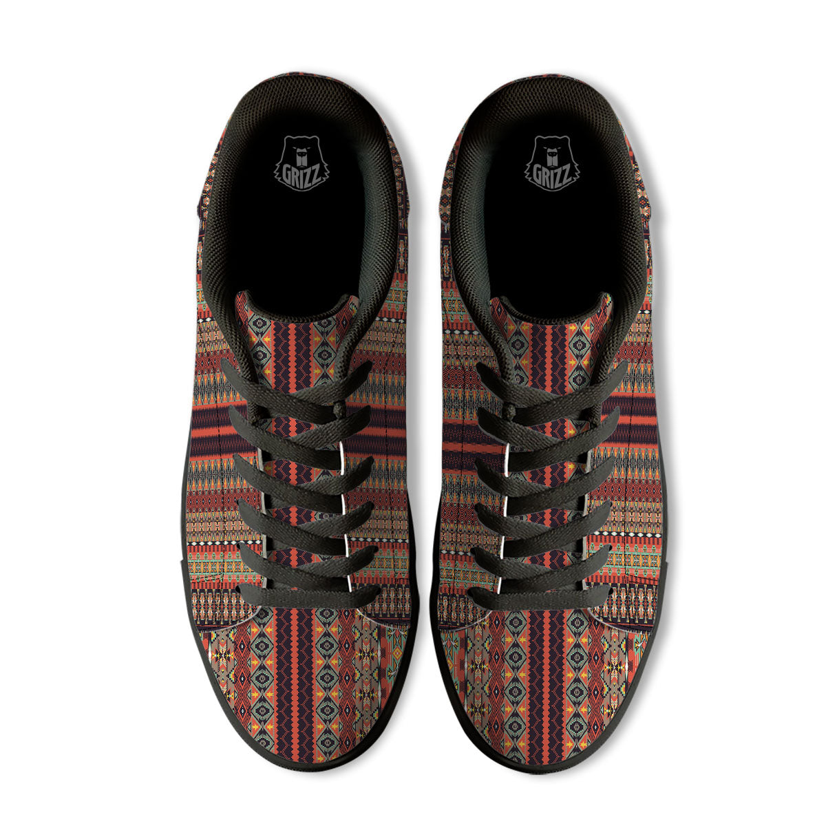 Aztec Native Tribal Print Pattern Black Low Top Sneakers-grizzshop