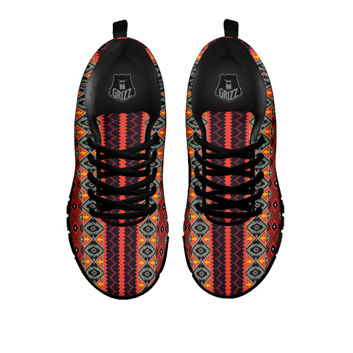 Aztec Native Tribal Print Pattern Black Sneaker-grizzshop