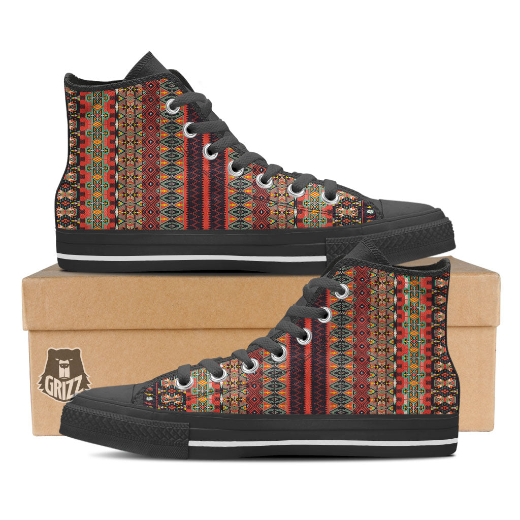 Aztec Native Tribal Print Pattern High Top Shoes-grizzshop