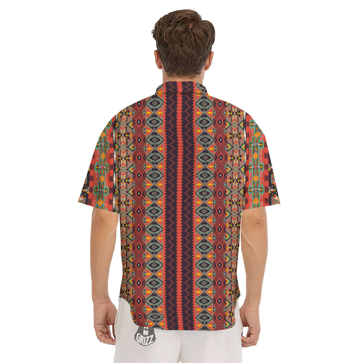 Aztec Native Tribal Print Pattern Men's Short Sleeve Shirts-grizzshop