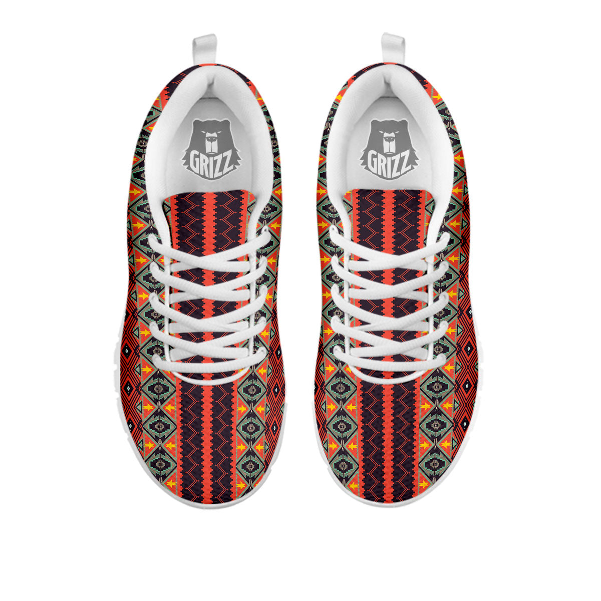 Aztec Native Tribal Print Pattern White Sneaker-grizzshop