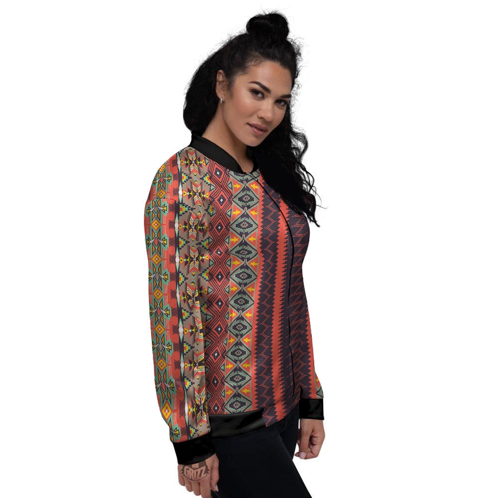 Aztec Native Tribal Print Pattern Women's Bomber Jacket-grizzshop