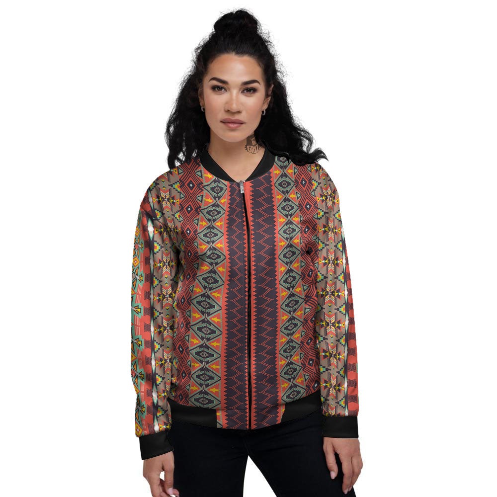 Aztec Native Tribal Print Pattern Women's Bomber Jacket-grizzshop