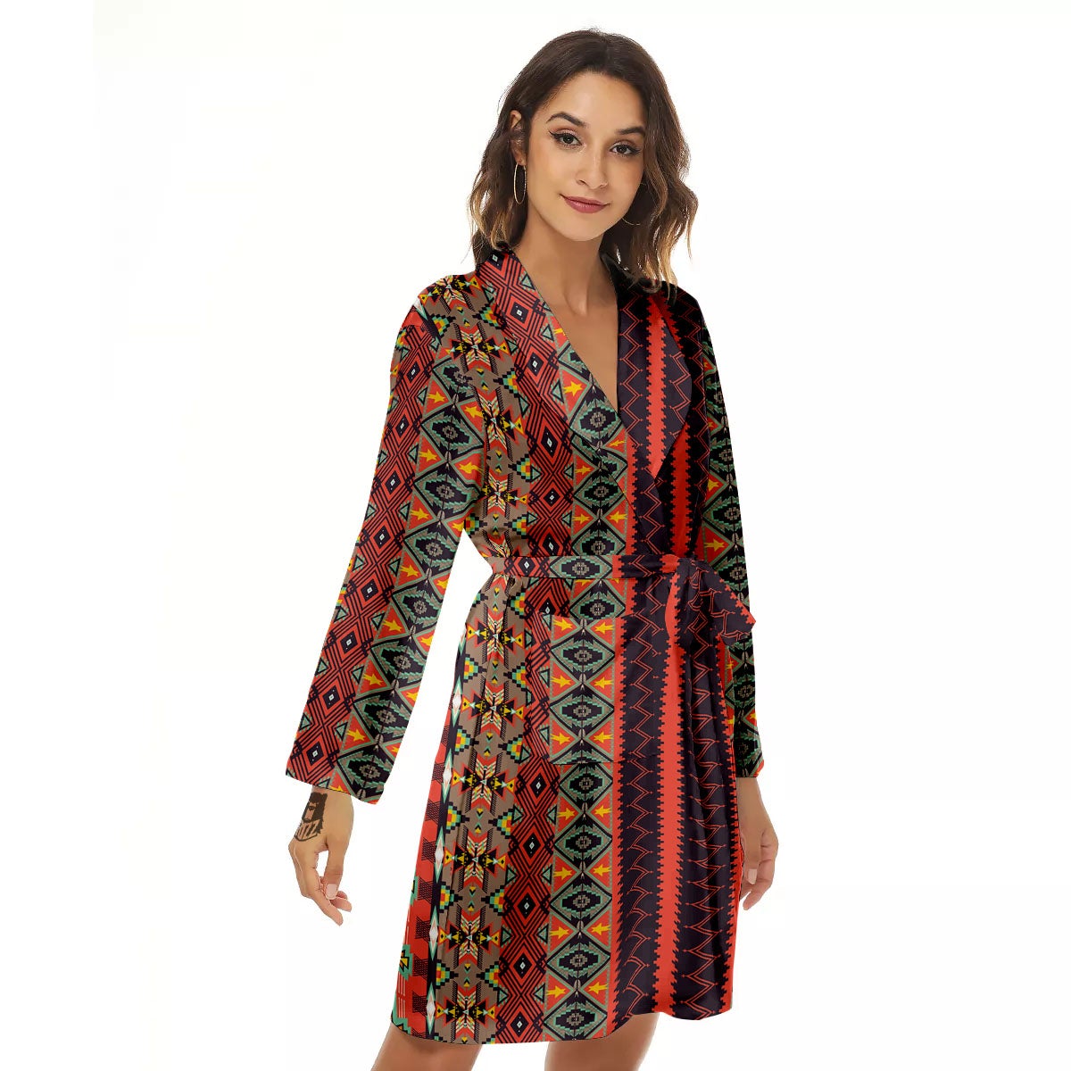 Aztec Native Tribal Print Pattern Women's Robe-grizzshop
