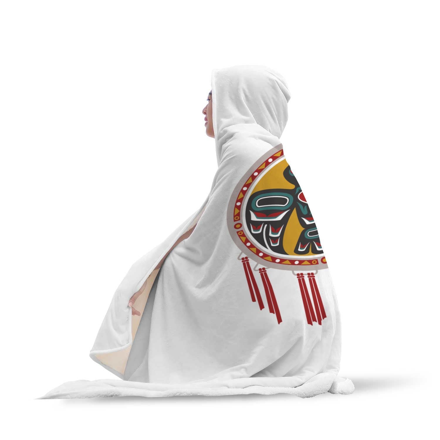 Aztec Navajo Native American Tribal Indians Print Hooded Blanket-grizzshop