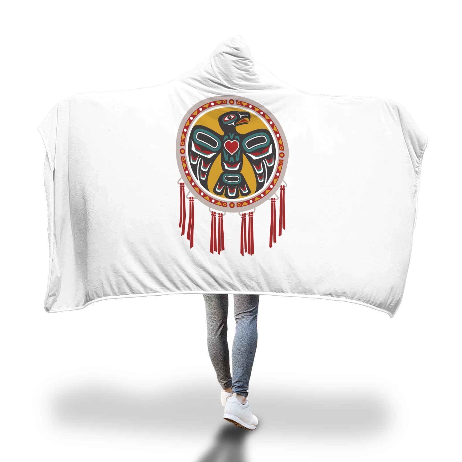 Aztec Navajo Native American Tribal Indians Print Hooded Blanket-grizzshop