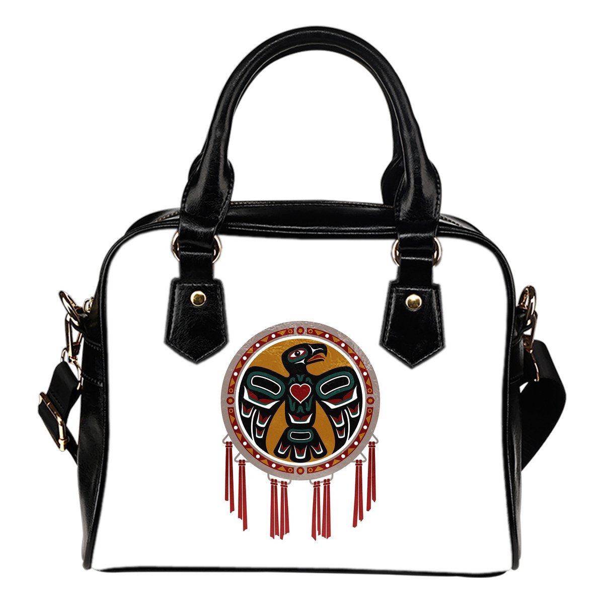 Aztec Navajo Native American Tribal Indians Print Leather Shoulder Handbag-grizzshop