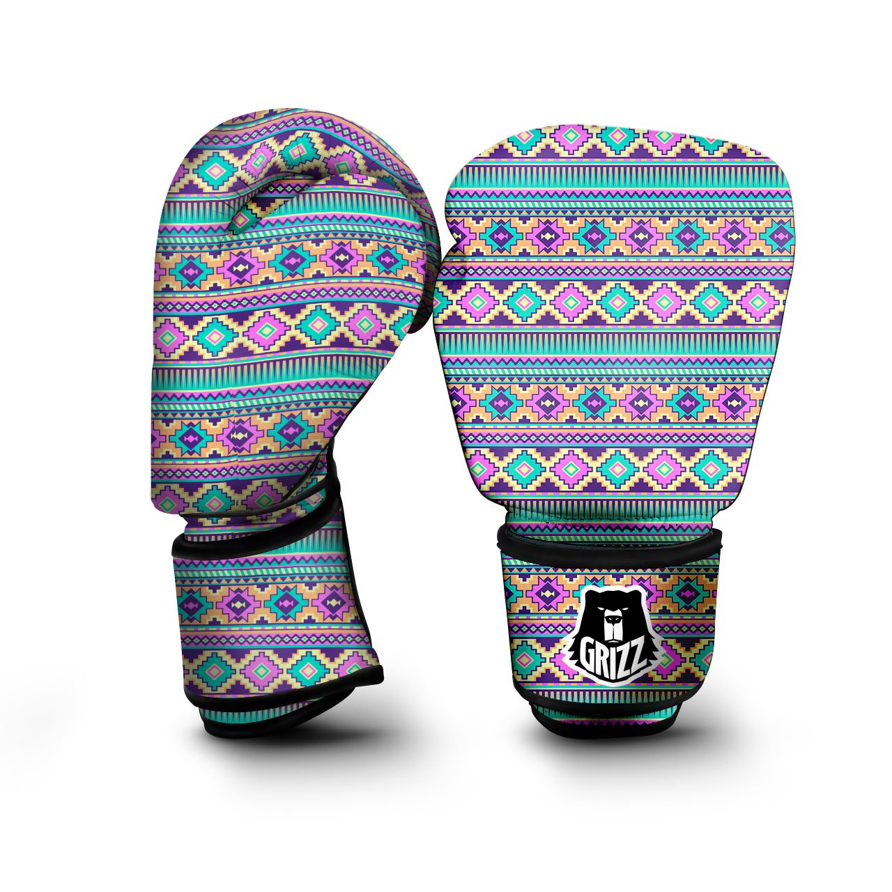 Aztec Neon Native Print Pattern Boxing Gloves-grizzshop