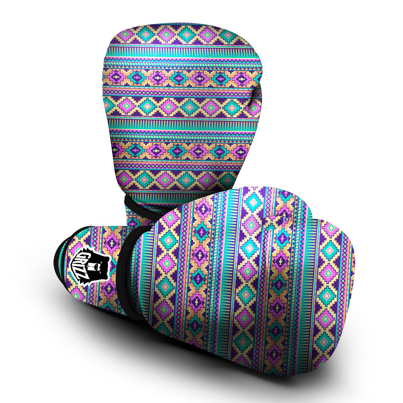 Aztec Neon Native Print Pattern Boxing Gloves-grizzshop